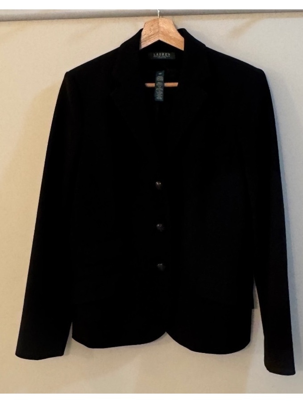 Lauren Ralph Lauren Petite Black Wool Blend Blazer Size 10P